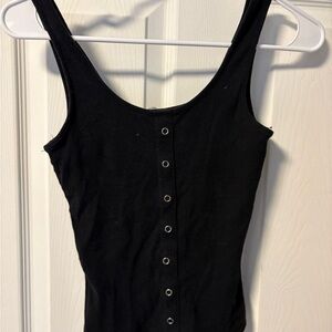 Elegant Black Button-Front Bodysuit